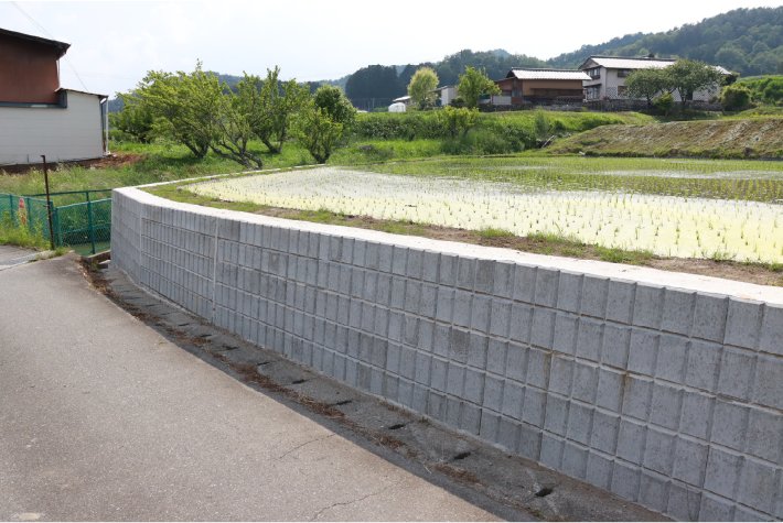 田んぼの土手の擁壁工事施行写真02